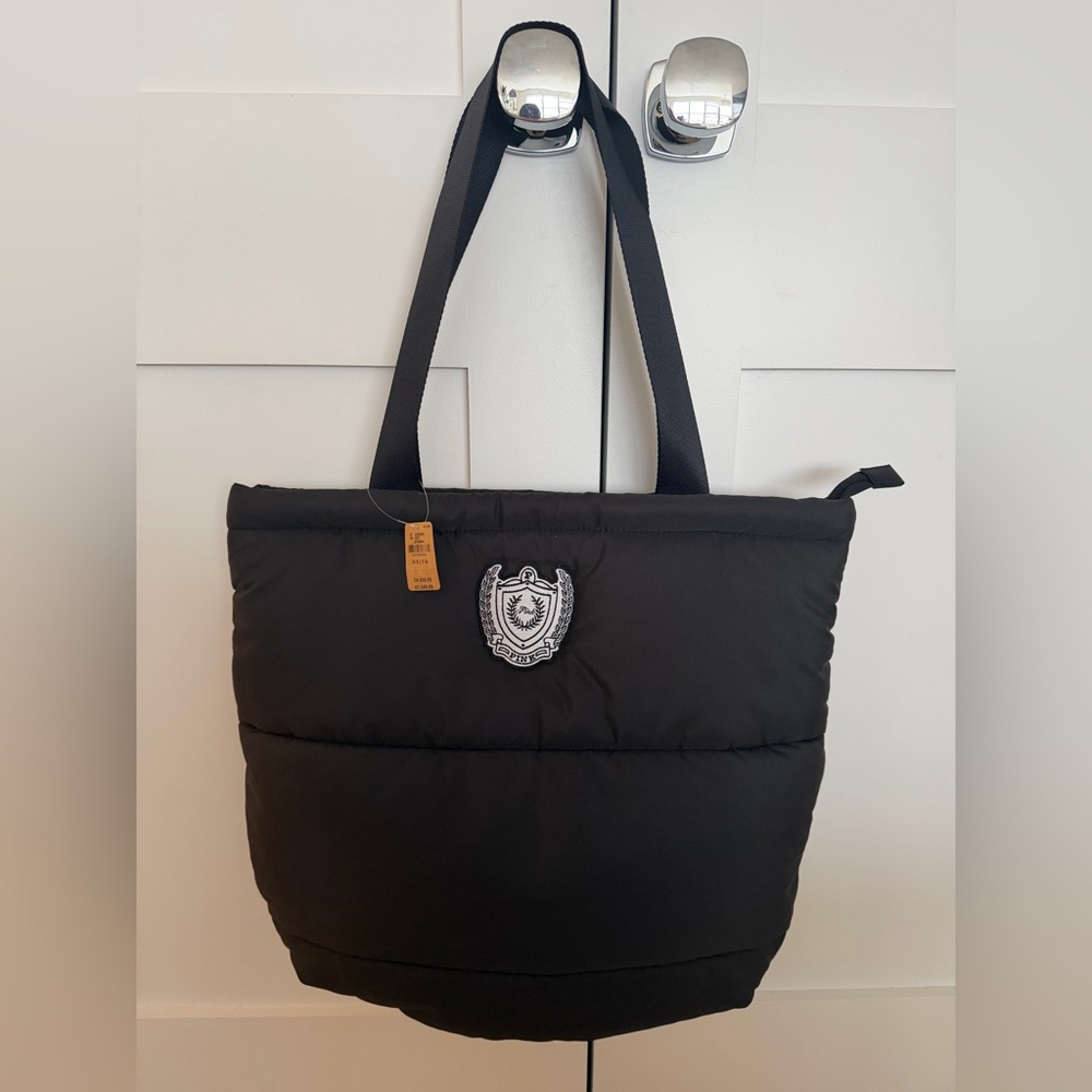 Black Puffer Tote Bag